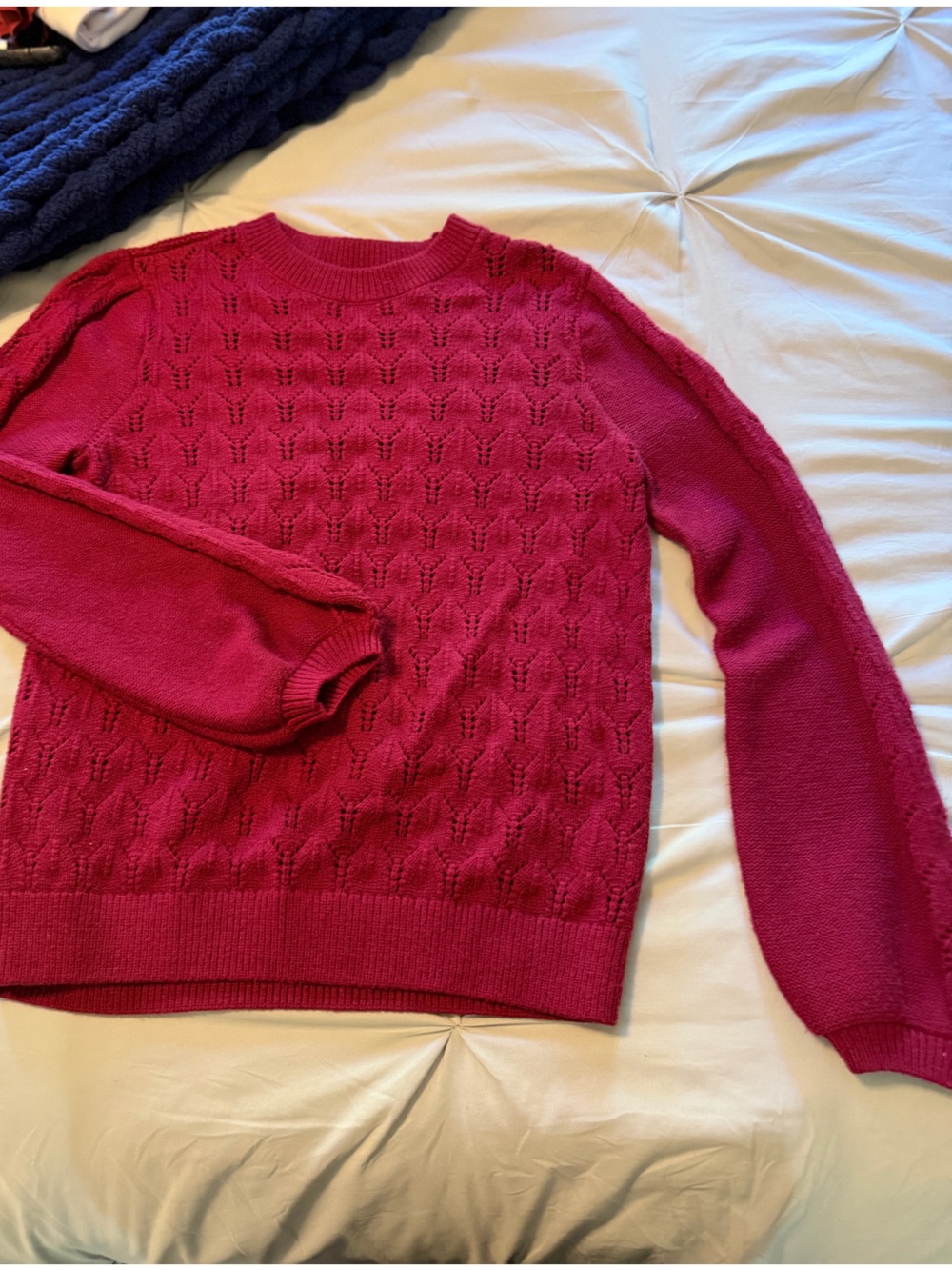 Express Cable-Knit Crewneck Sweater - Raspberry Pink